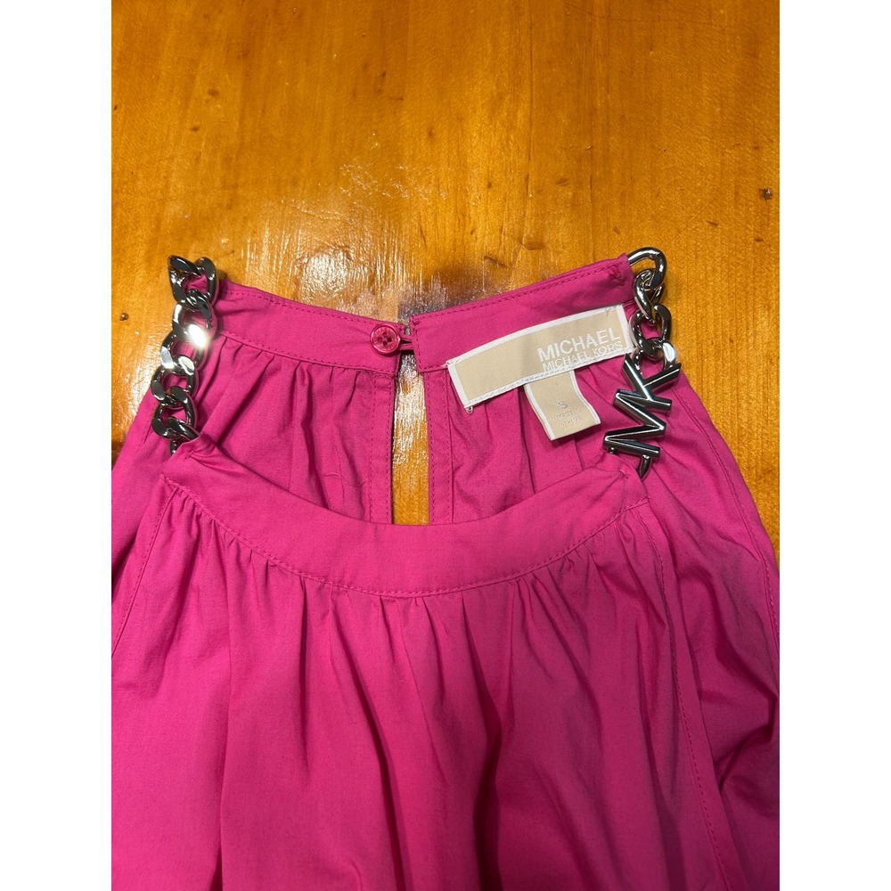 Michael Kors Pink Halter Midi Dress Chain Neck Open Back Cut Out High Low Small - Picture 3 of 11